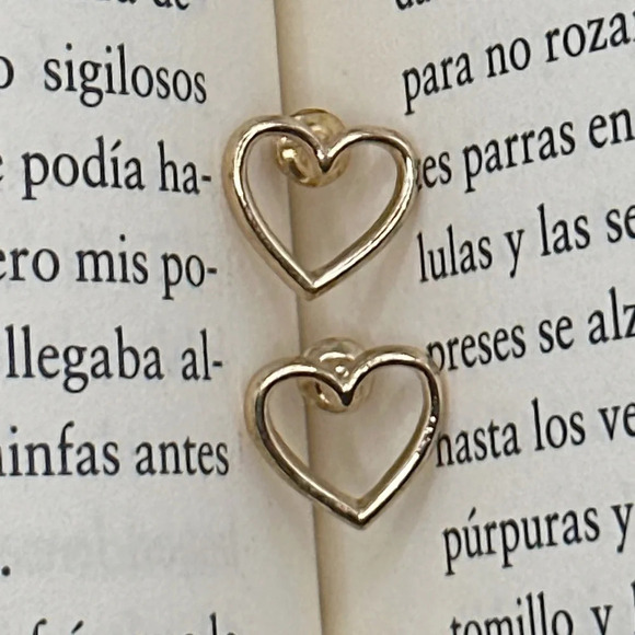 Dainty gold steel stud earrings/manifesting success / good fortune/heart studs - Picture 1 of 5